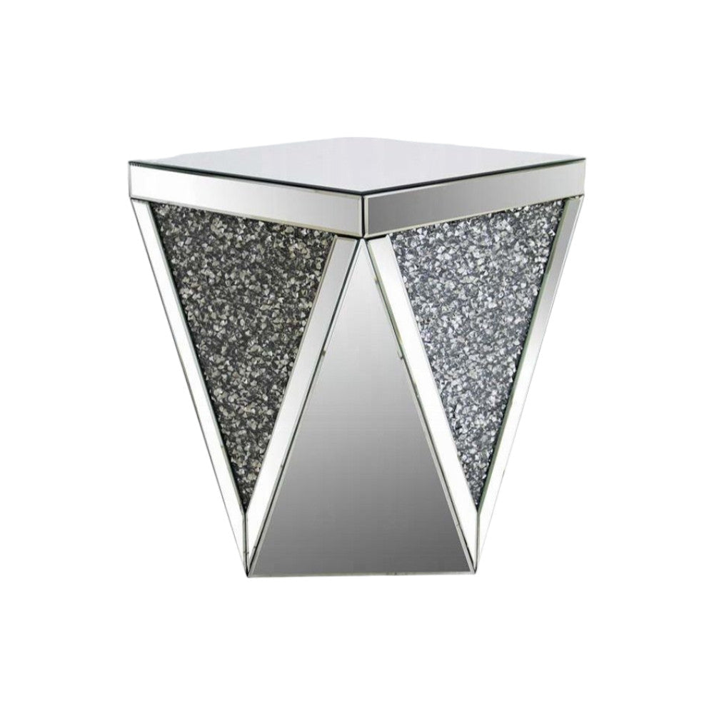 23" Grey And Clear Mirrored Square Mirrored End Table Image 2