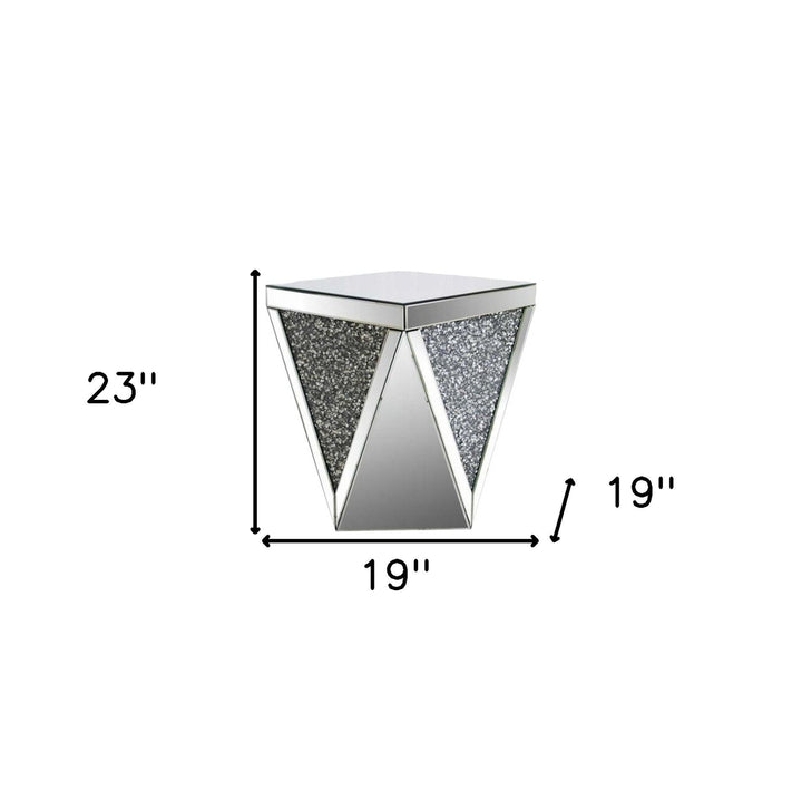 23" Grey And Clear Mirrored Square Mirrored End Table Image 3