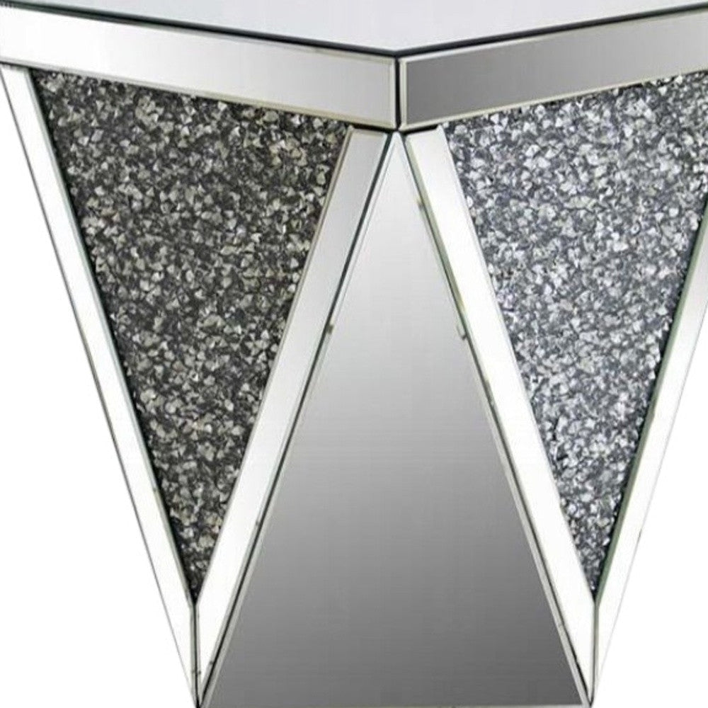 23" Grey And Clear Mirrored Square Mirrored End Table Image 5