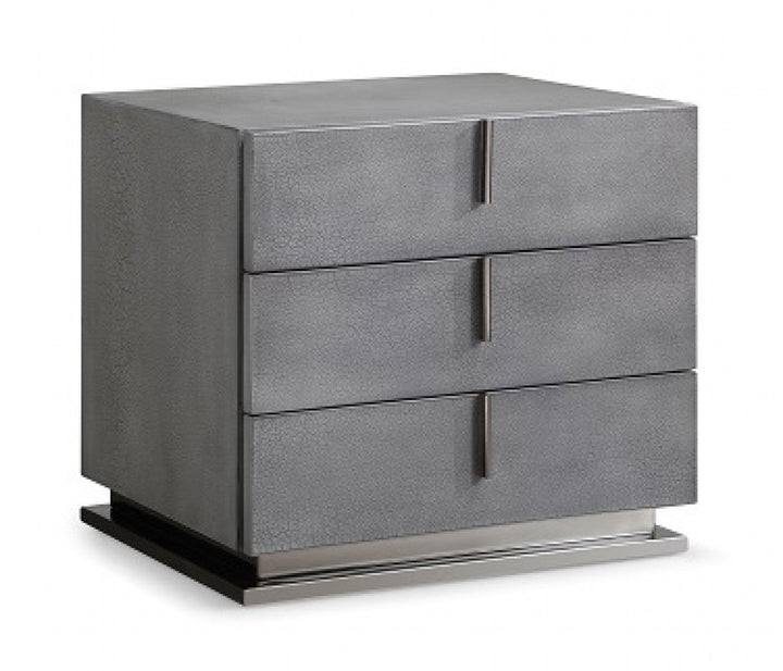 22" Gray Crackle Finish Three Drawer Nightstand Image 1