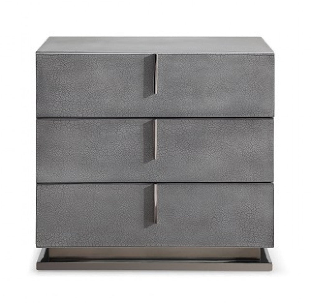 22" Gray Crackle Finish Three Drawer Nightstand Image 2