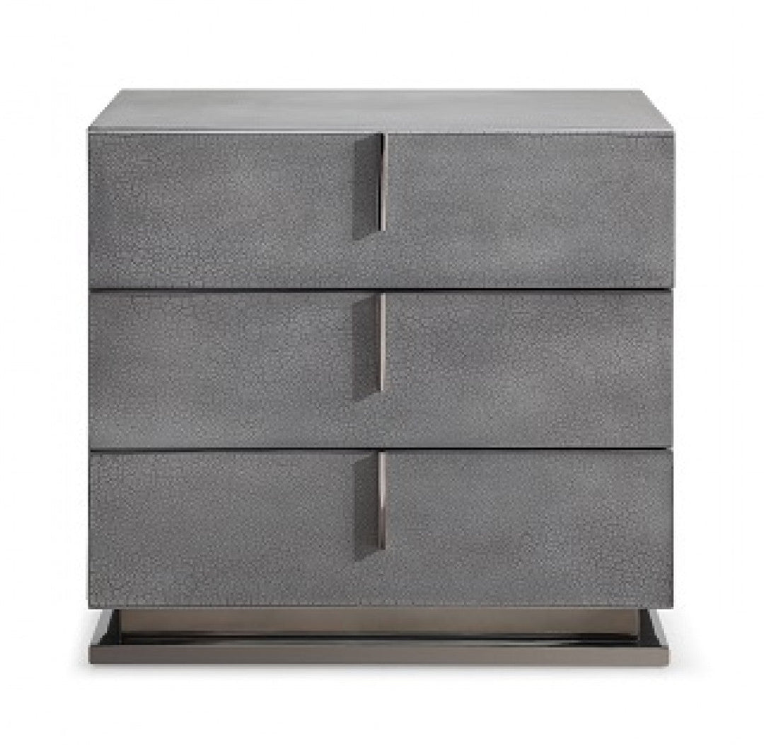 22" Gray Crackle Finish Three Drawer Nightstand Image 2