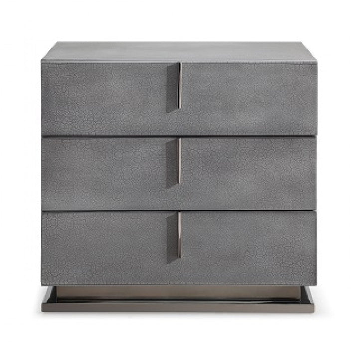 22" Gray Crackle Finish Three Drawer Nightstand Image 2