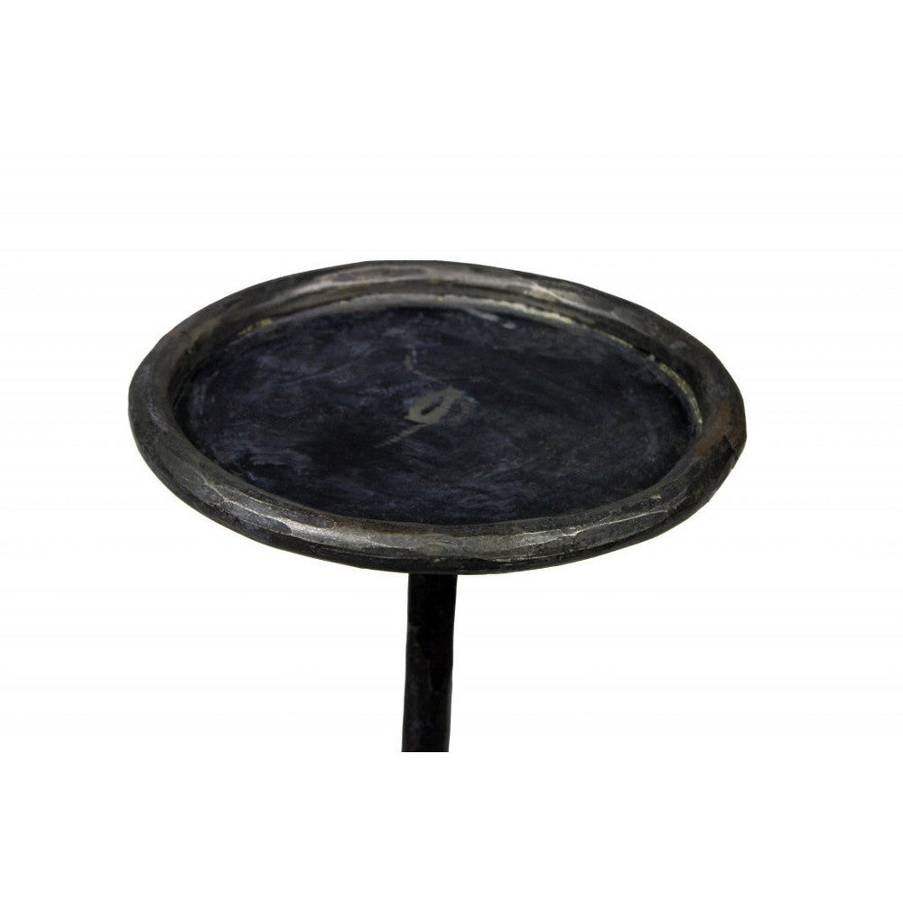 23" Black Iron Pedestal Round End Table Image 2