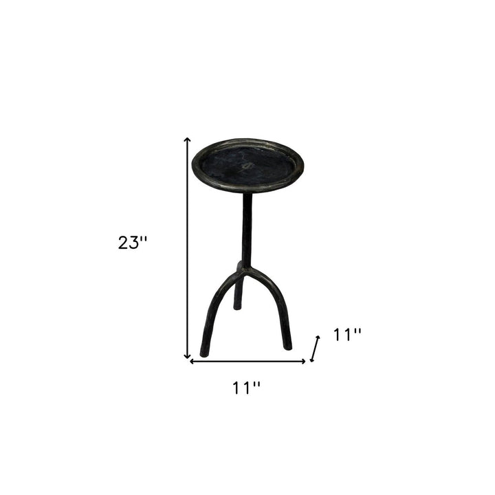 23" Black Iron Pedestal Round End Table Image 3