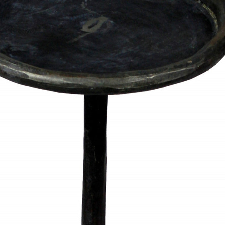 23" Black Iron Pedestal Round End Table Image 4