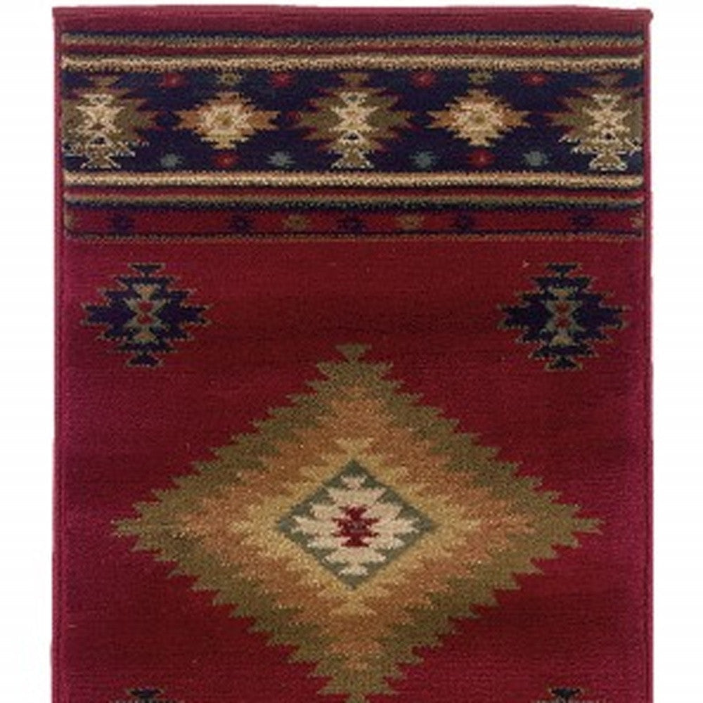 4 X 6 Red And Beige Ikat Pattern Area Rug Image 2