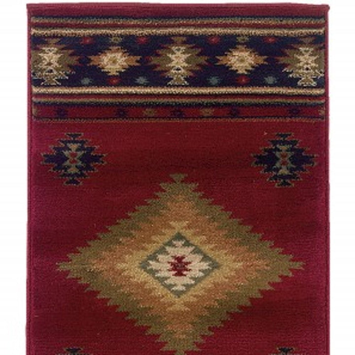 4 X 6 Red And Beige Ikat Pattern Area Rug Image 1