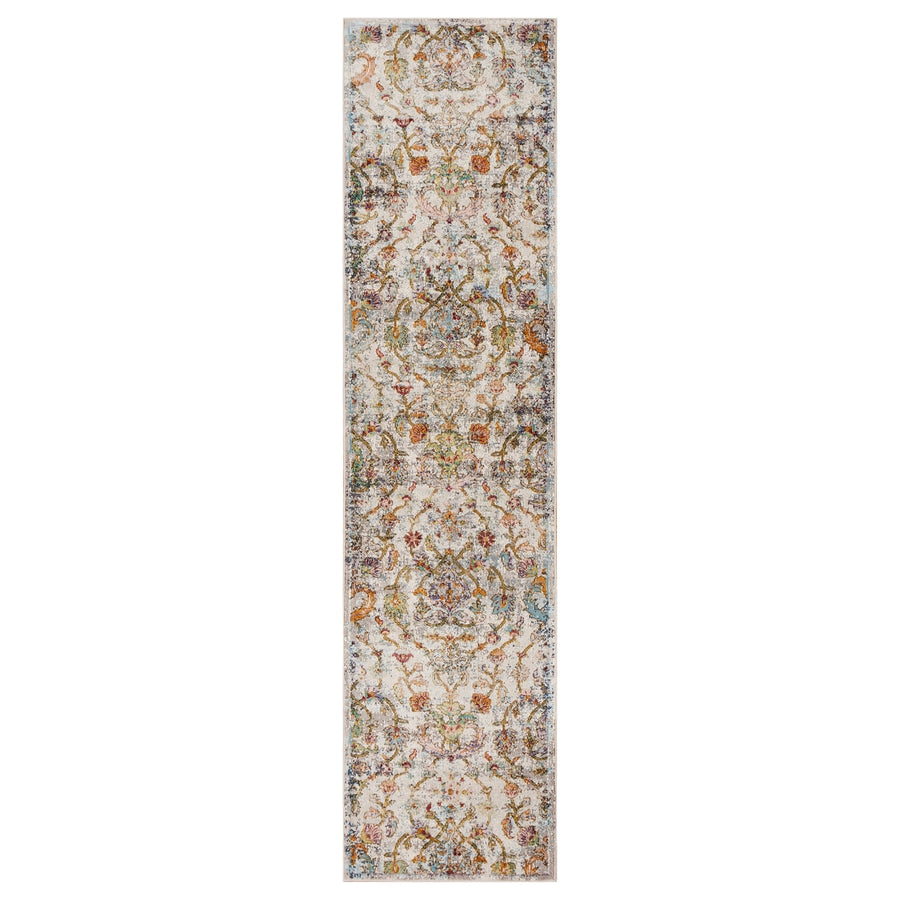 2 x 9 Beige Abstract Garden Runner Rug Image 1