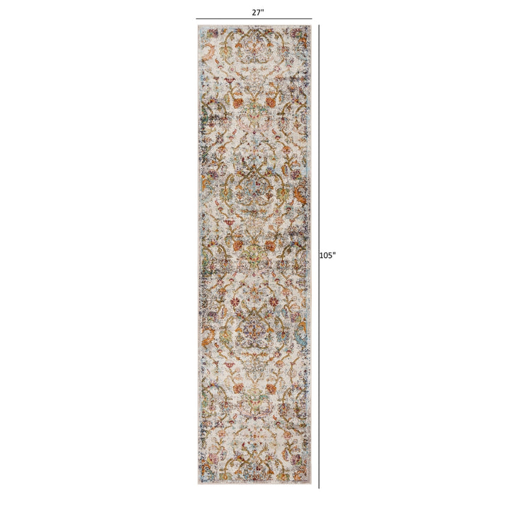 2 x 9 Beige Abstract Garden Runner Rug Image 2