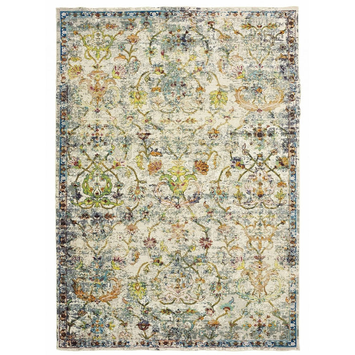 2 x 9 Beige Abstract Garden Runner Rug Image 11