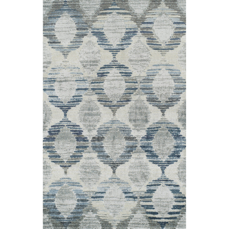 3 X 5 Blue and Ivory Geometric Area Rug Image 1