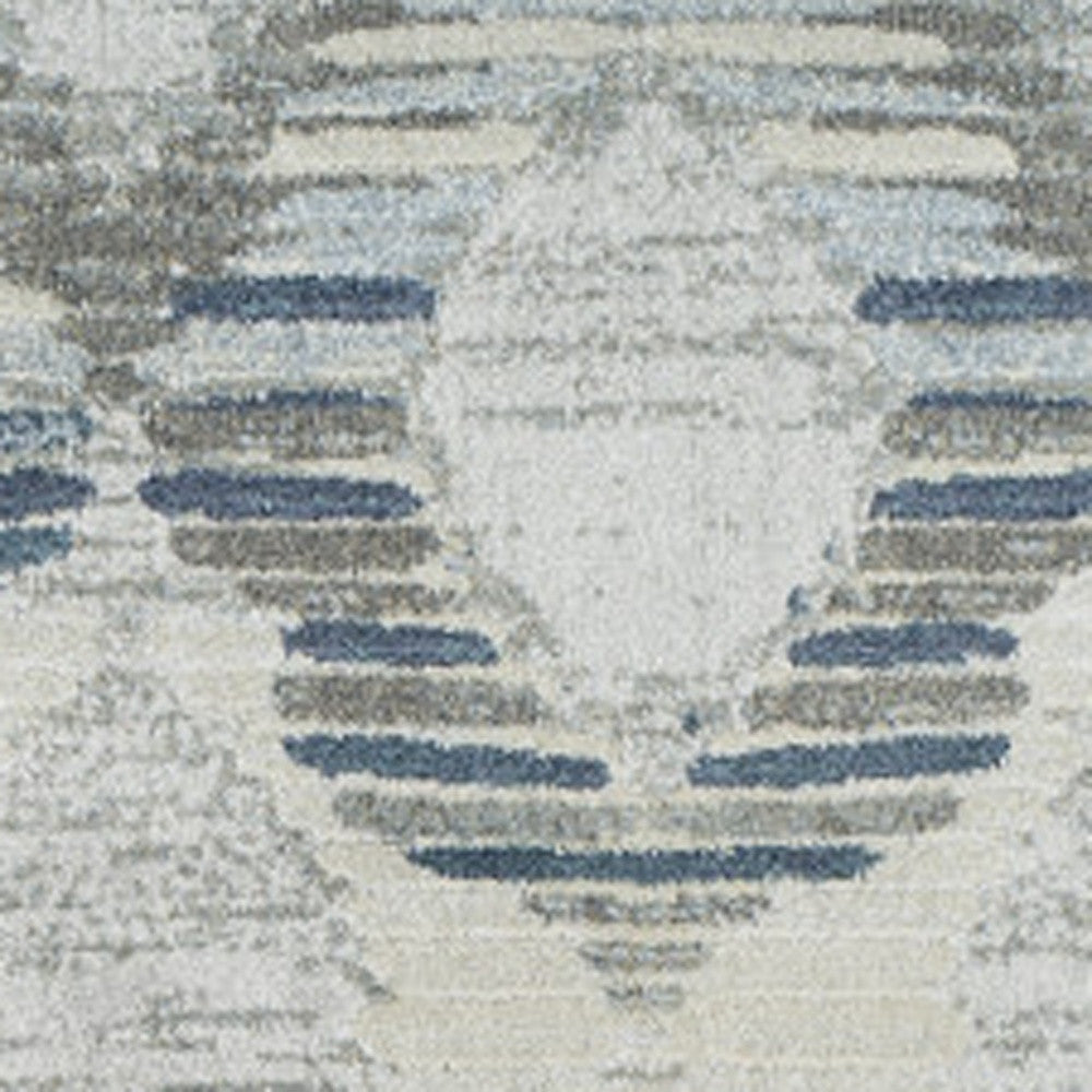 3 X 5 Blue and Ivory Geometric Area Rug Image 10