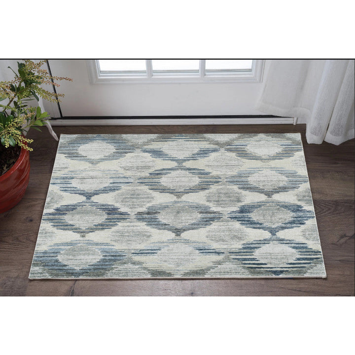 3 X 5 Blue and Ivory Geometric Area Rug Image 12