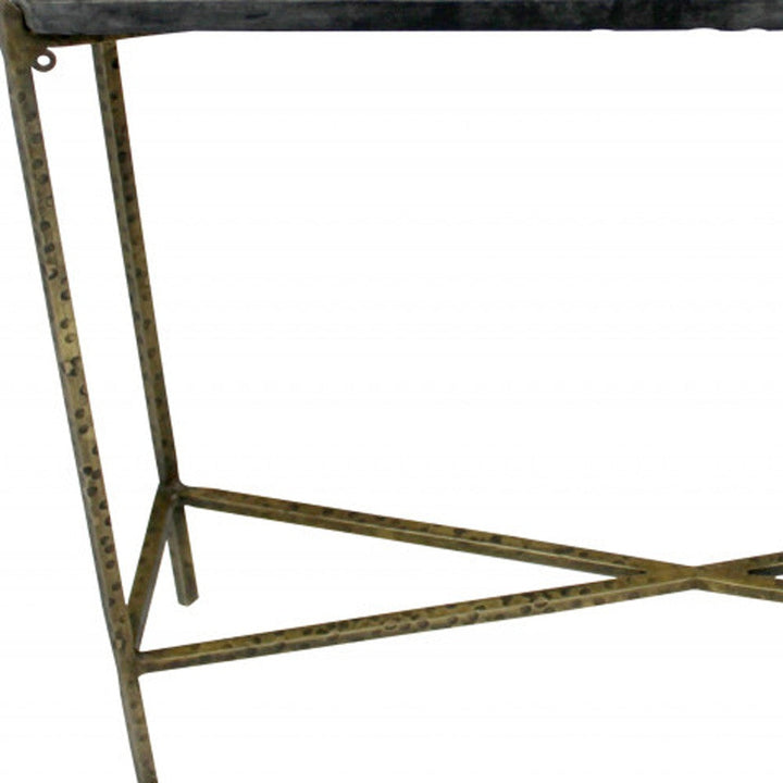 32" Black and Gold Stone Frame Console Table Image 4