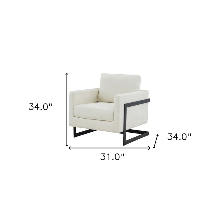 31" Cream And Black Fabric Club Chair Image 5