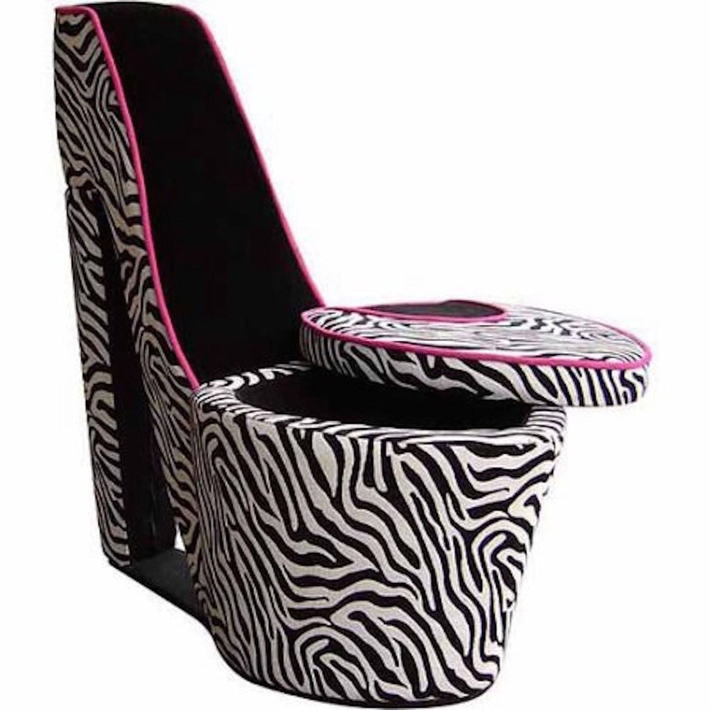 32" Red And Black Faux Suede Animal Print Side Chair Image 2