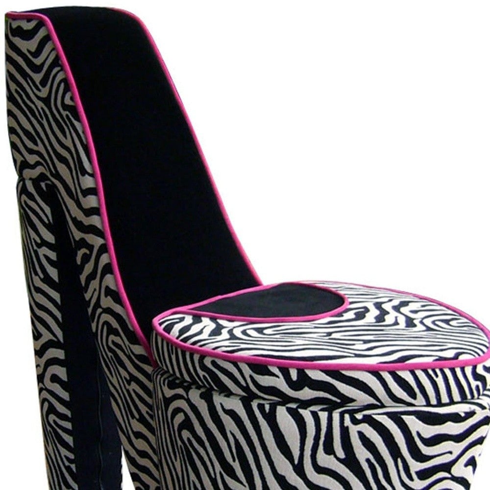 32" Red And Black Faux Suede Animal Print Side Chair Image 4