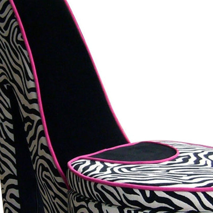 32" Red And Black Faux Suede Animal Print Side Chair Image 5