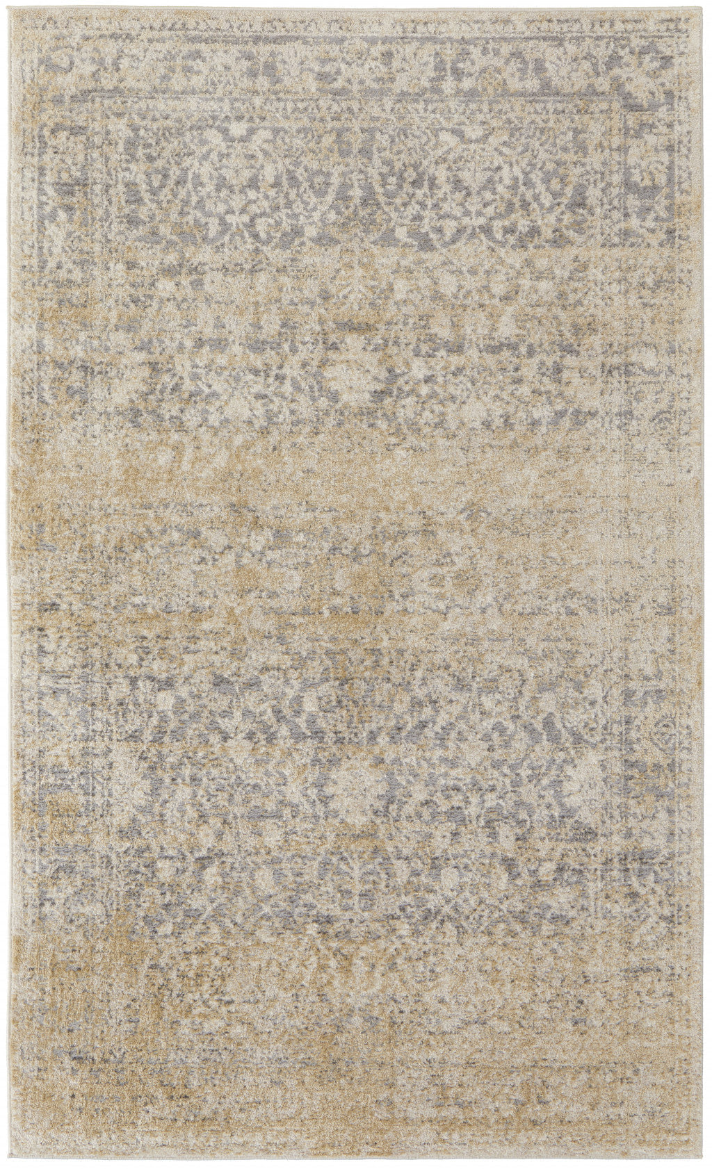 4 X 6 Gray And Ivory Abstract Power Loom Distressed Area Rug Image 1