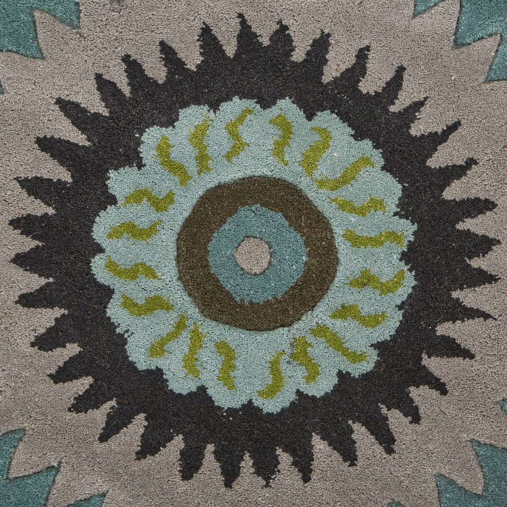 8 Round Green Peacock Feather Area Rug Image 5