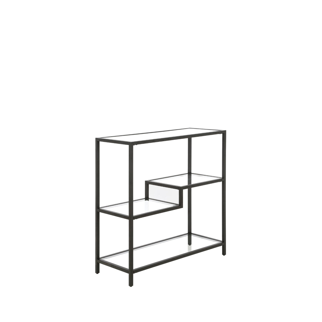 36" Black Metal And Glass Four Tier Etagere Bookcase Image 6