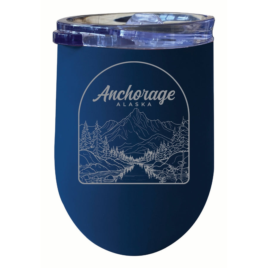 Anchorage Alaska Souvenir 12 oz Engraved Insulated Wine Stainless Steel Tumbler Image 1