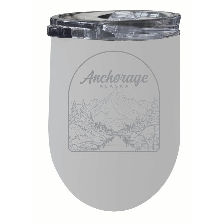 Anchorage Alaska Souvenir 12 oz Engraved Insulated Wine Stainless Steel Tumbler Image 3