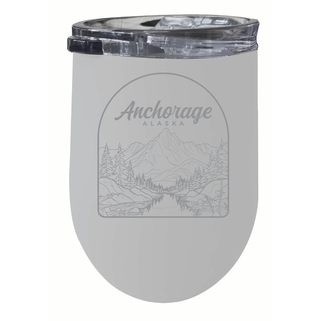 Anchorage Alaska Souvenir 12 oz Engraved Insulated Wine Stainless Steel Tumbler Image 1