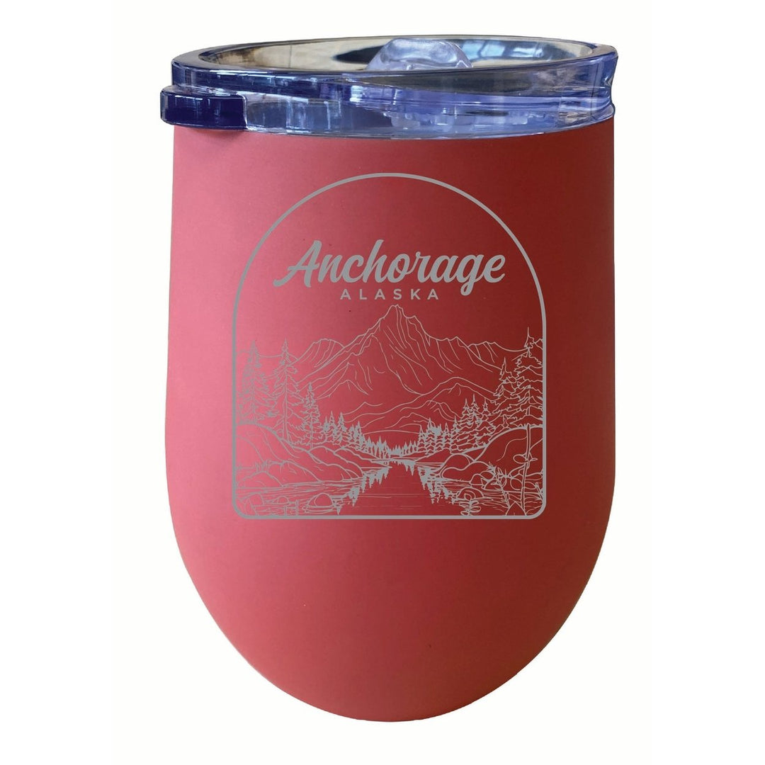 Anchorage Alaska Souvenir 12 oz Engraved Insulated Wine Stainless Steel Tumbler Image 1