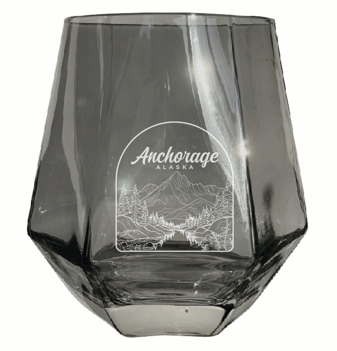 Anchorage Alaska Souvenir Stemless Diamond Wine Glass Engraved 15 oz Image 2