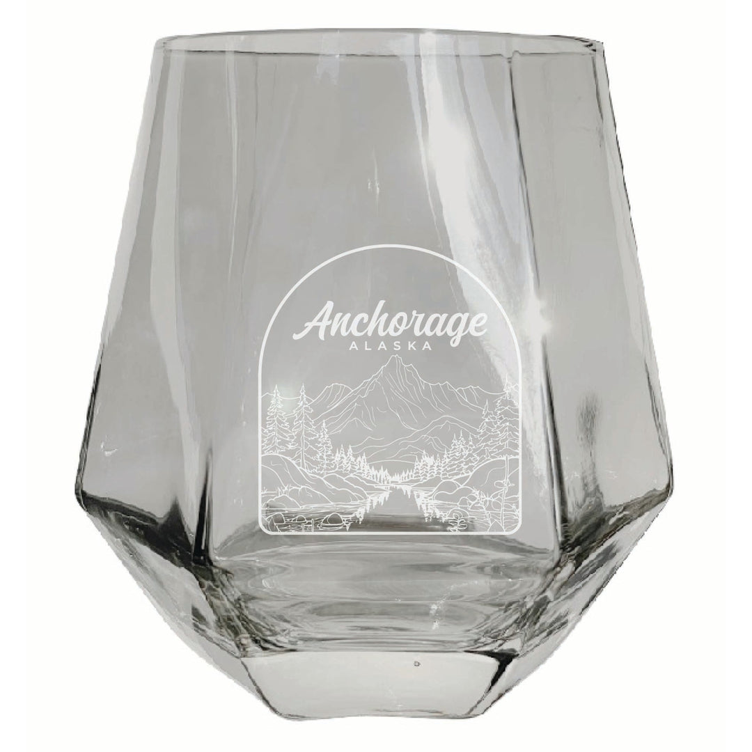 Anchorage Alaska Souvenir Stemless Diamond Wine Glass Engraved 15 oz Image 3