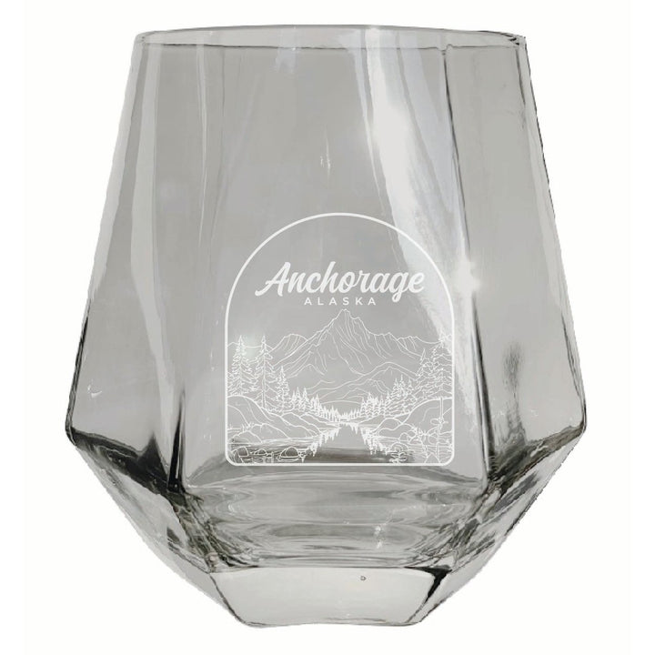 Anchorage Alaska Souvenir Stemless Diamond Wine Glass Engraved 15 oz Image 1