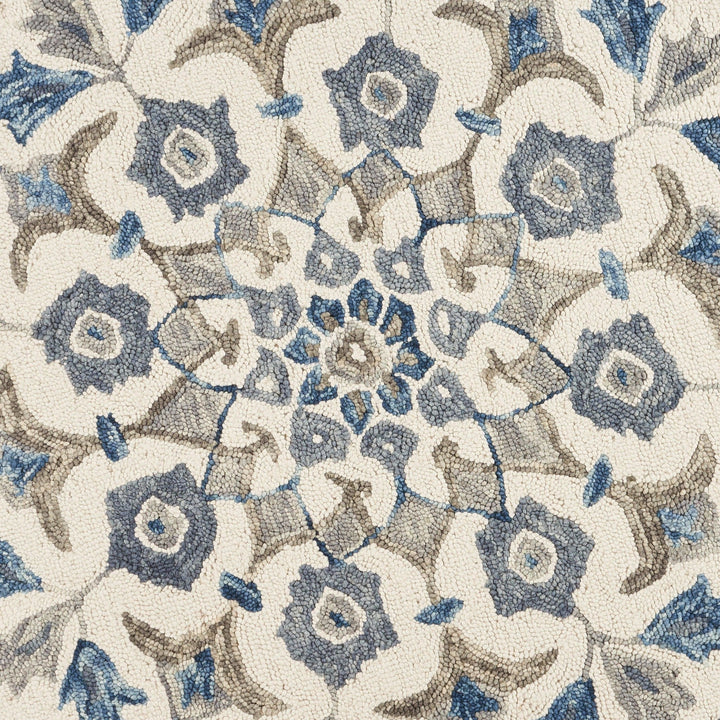 6 Round Blue Floral Oasis Area Rug Image 4