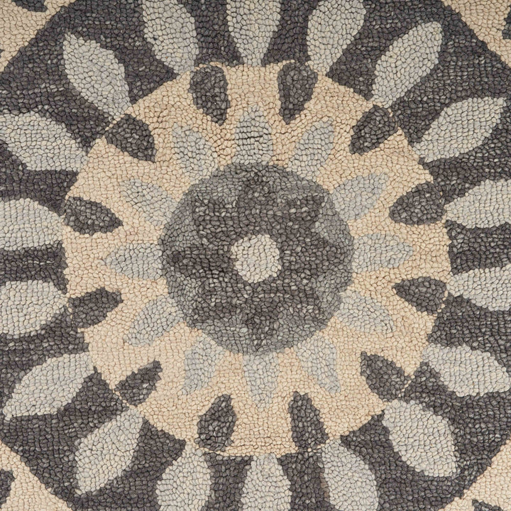 4 Round Gray Floral Bloom Area Rug Image 4