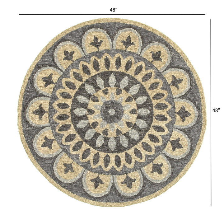 4 Round Gray Floral Bloom Area Rug Image 11