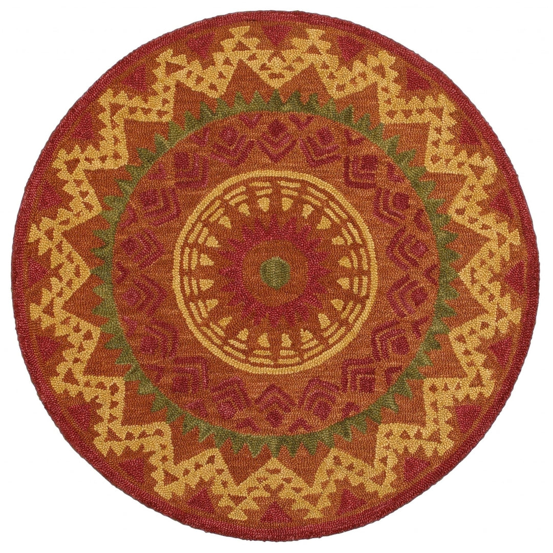 4 Round Orange Decorative Area Rug Image 1