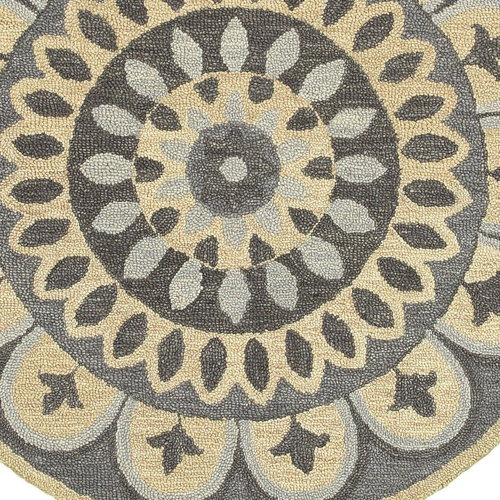 4 Round Gray Floral Bloom Area Rug Image 12