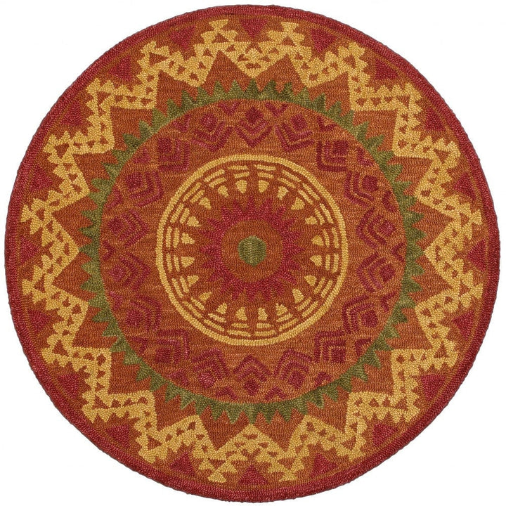 4 Round Orange Decorative Area Rug Image 2