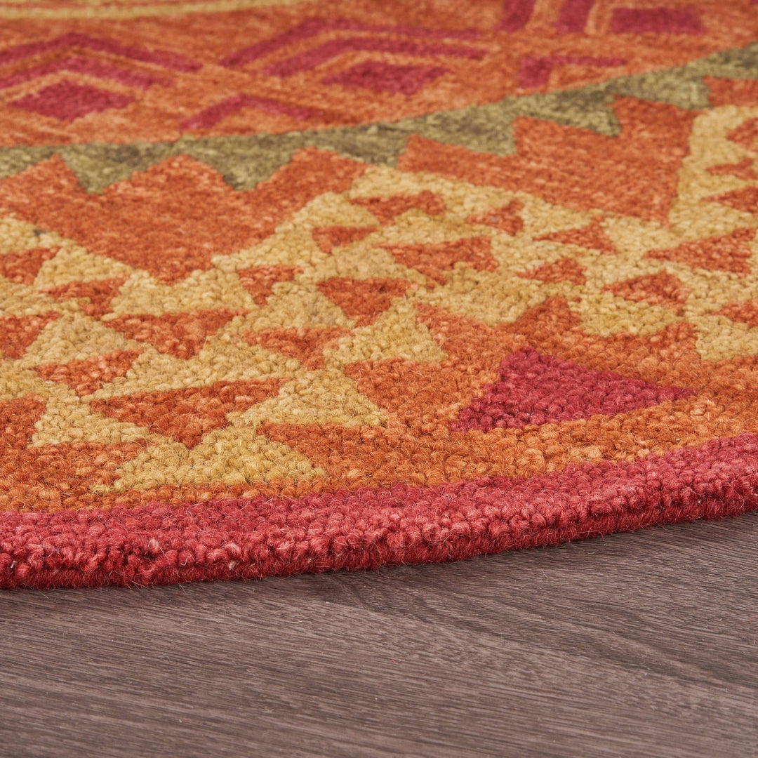 4 Round Orange Decorative Area Rug Image 5