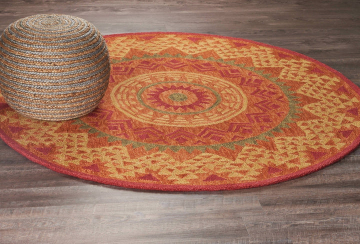 4 Round Orange Decorative Area Rug Image 9