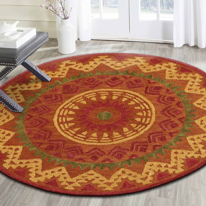 4 Round Orange Decorative Area Rug Image 10