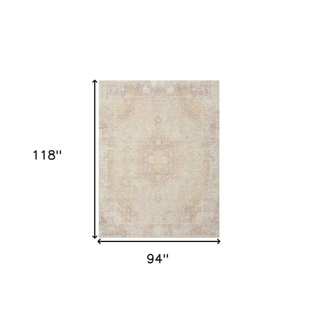 5 x 7 Beige Medallion Washable Non Skid Area Rug Image 4