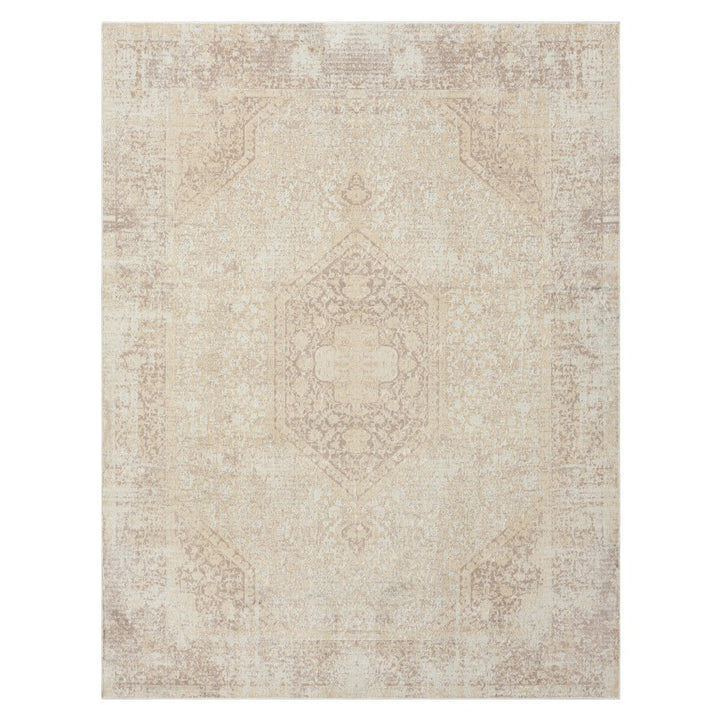 5 x 7 Beige Medallion Washable Non Skid Area Rug Image 7