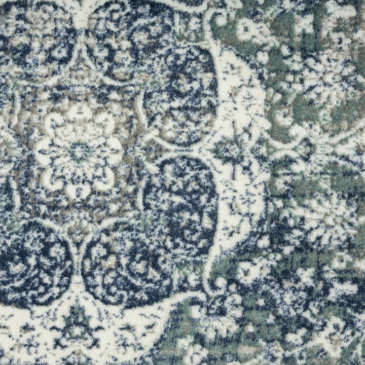 5 X 7 Blue Floral Stain Resistant Area Rug Image 7