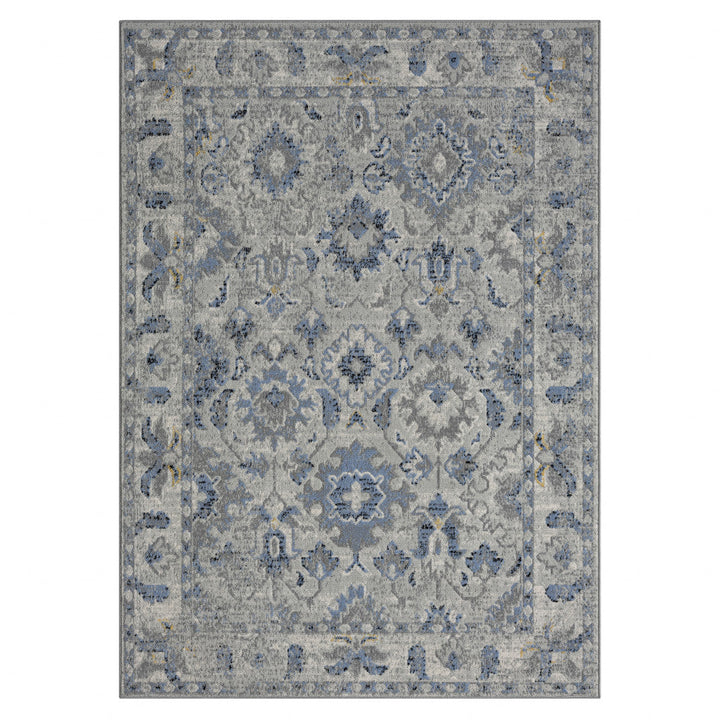 5 X 7 Blue Floral Area Rug Image 1