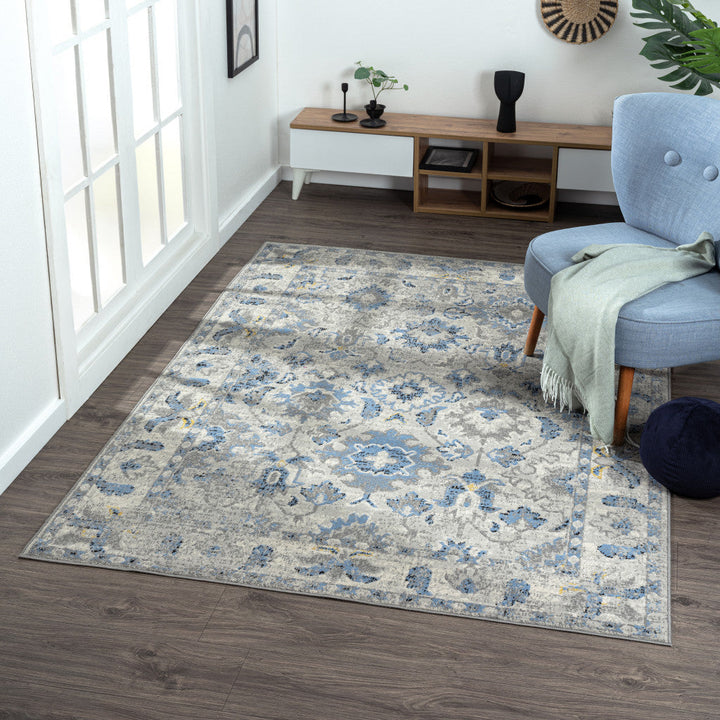 5 X 7 Blue Floral Area Rug Image 4