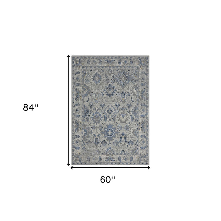 5 X 7 Blue Floral Area Rug Image 11