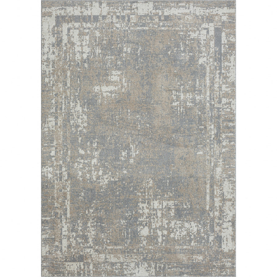 5 X 7 Gray Abstract Distressed Washable Area Rug Image 1