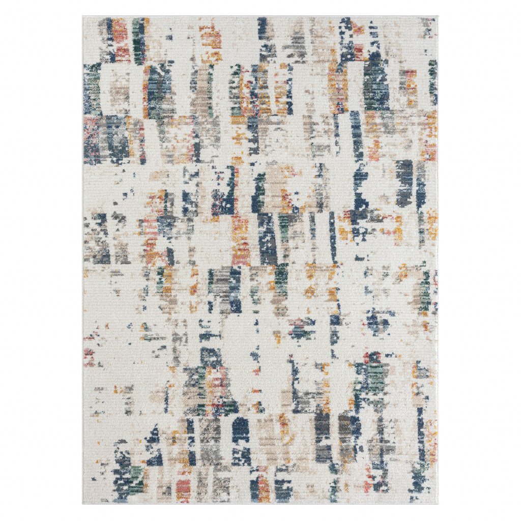 5 X 7 Blue Abstract Area Rug Image 1